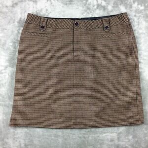 Eddie Bauer Skirt Womens 14 Wool Blend Pencil Tweed Brown Lined Houndstooth